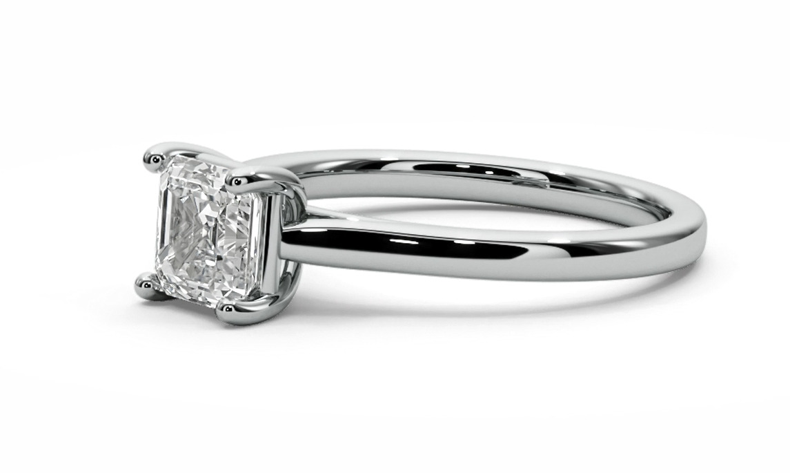 Emerald square engagement ring 3D print model_5