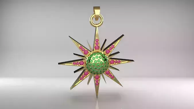 Luxury Pendant with Green tsavorite and Yellow Sapphire  3D print model