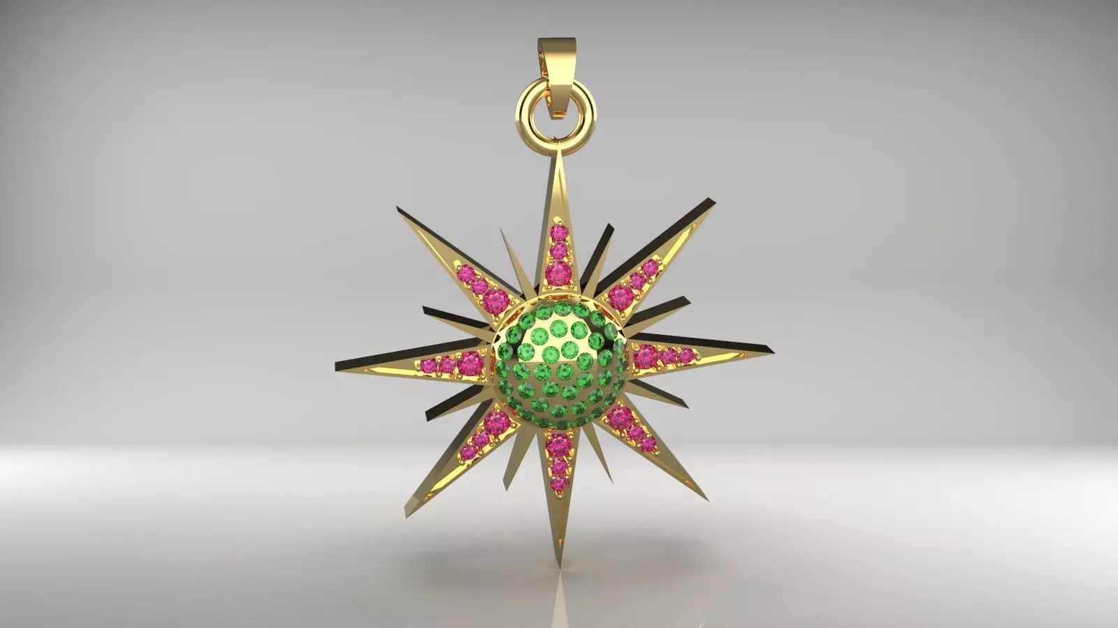 Luxury Pendant with Green tsavorite and Yellow Sapphire 3D print model