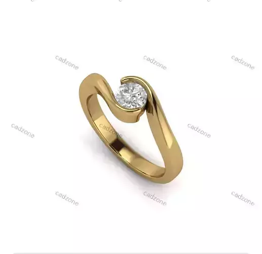 Modern Tension-Set Solitaire Ring-3D CAD Model