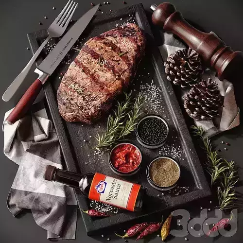 dinner food beef 3D model