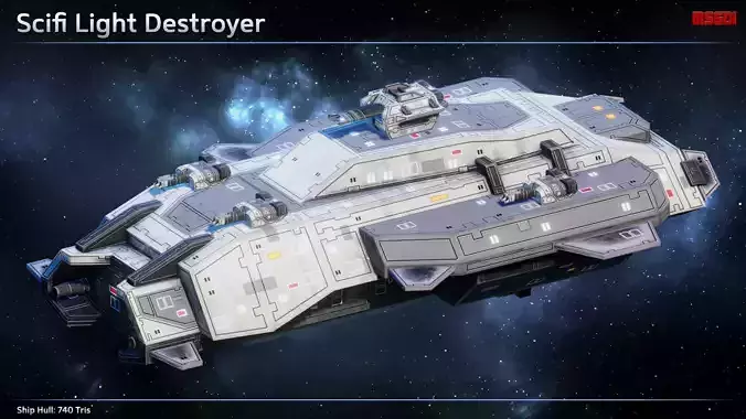 Spaceship Destroyers Low-poly 3D model