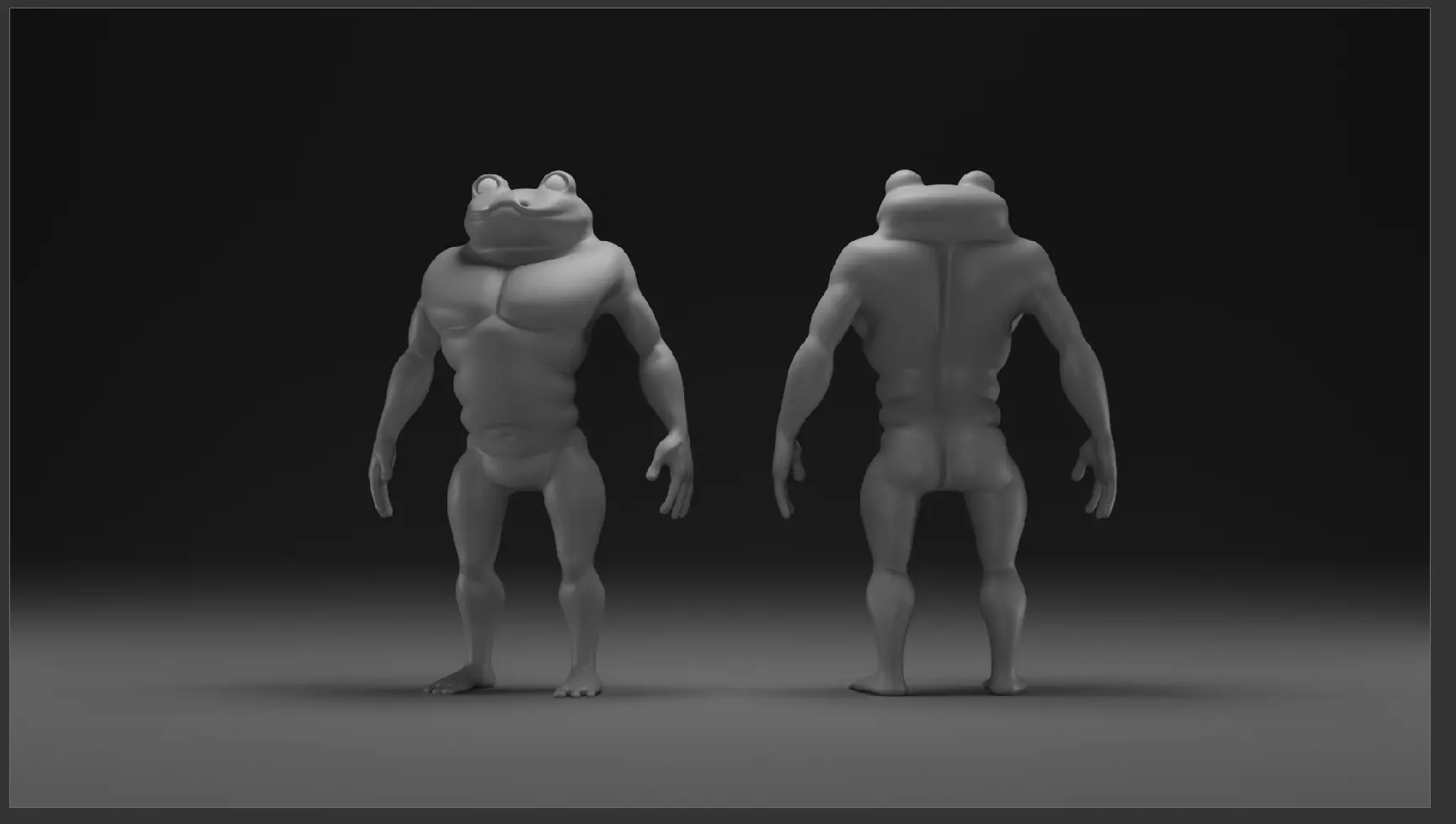 Frog-Man Base Mesh Low-poly 3D model_0