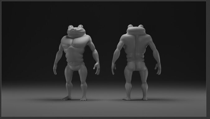 Frog-Man Base Mesh Low-poly 3D model