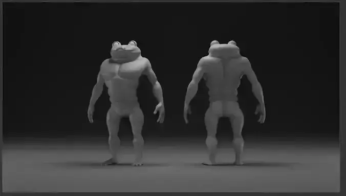 Frog-Man Base Mesh Low-poly 3D model