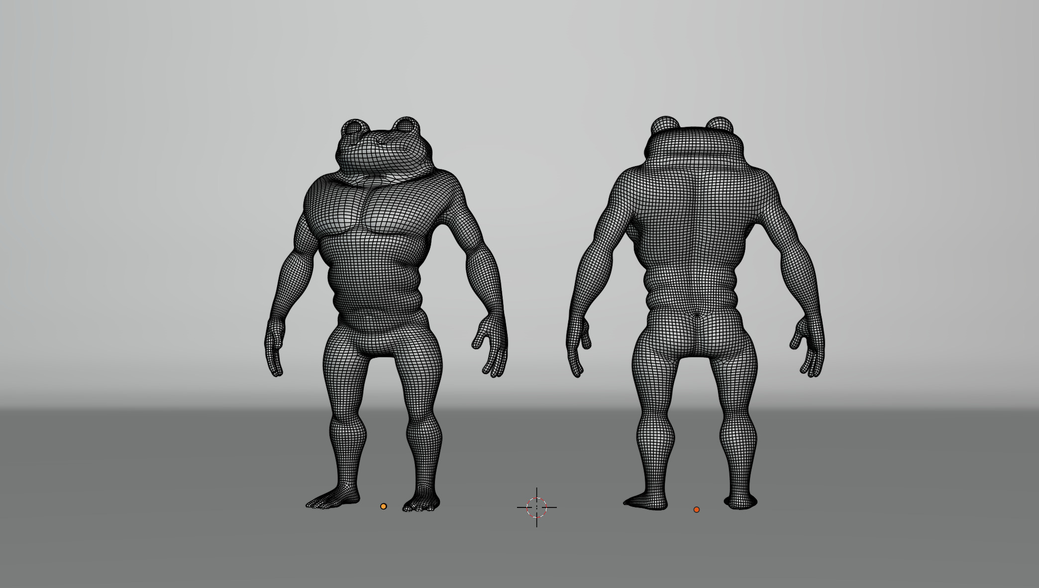 Frog-Man Base Mesh Low-poly 3D model_1