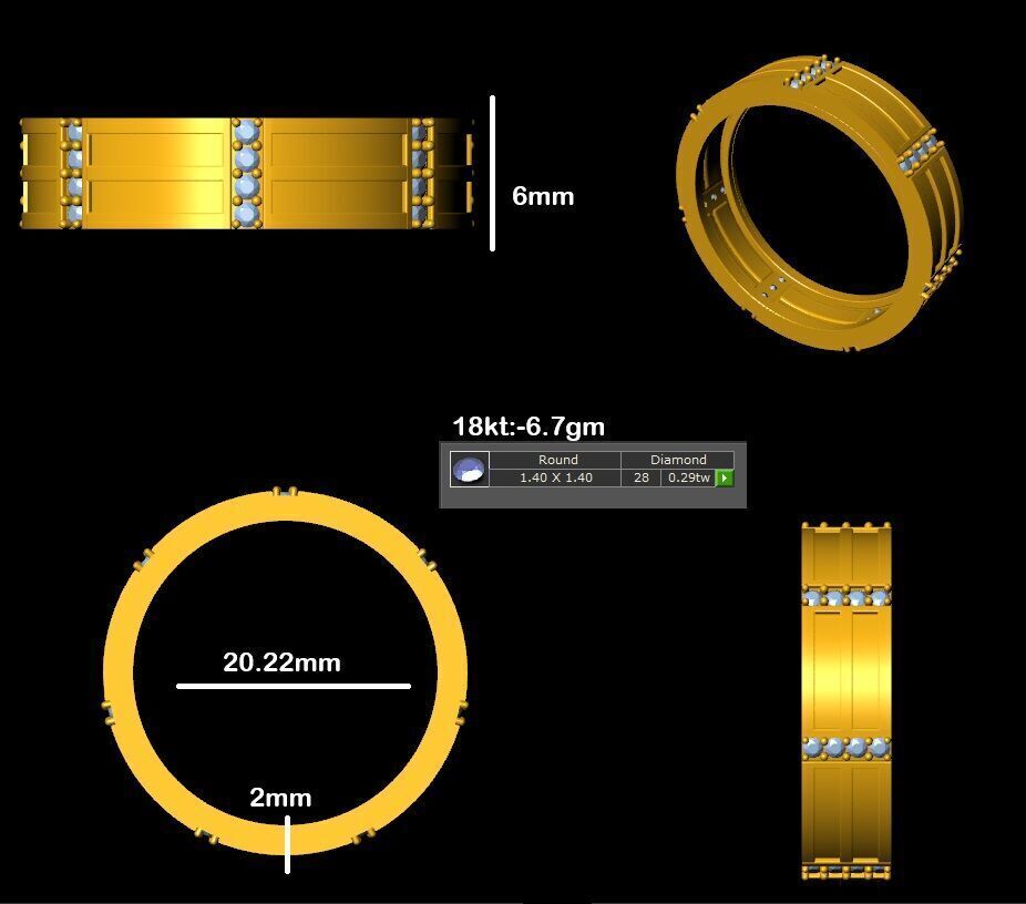 Band ring 3D print model_8