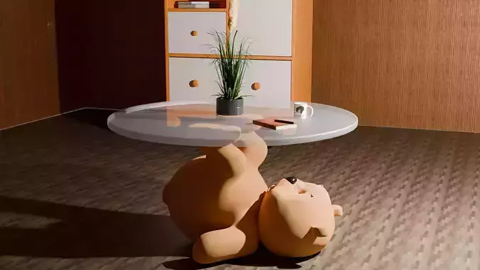  Teddy Bear Glass Table Unique 3D Model