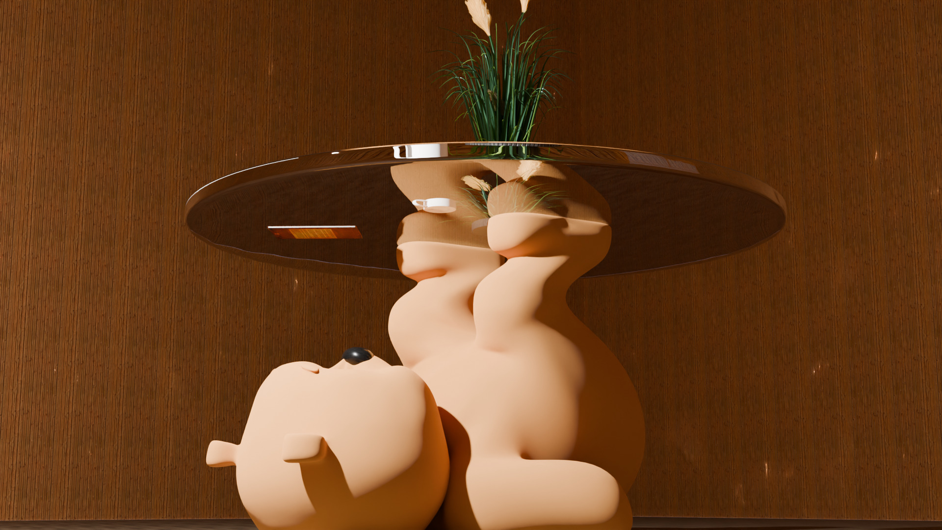 Teddy Bear Glass Table Unique 3D Model Low-poly 3D model_2