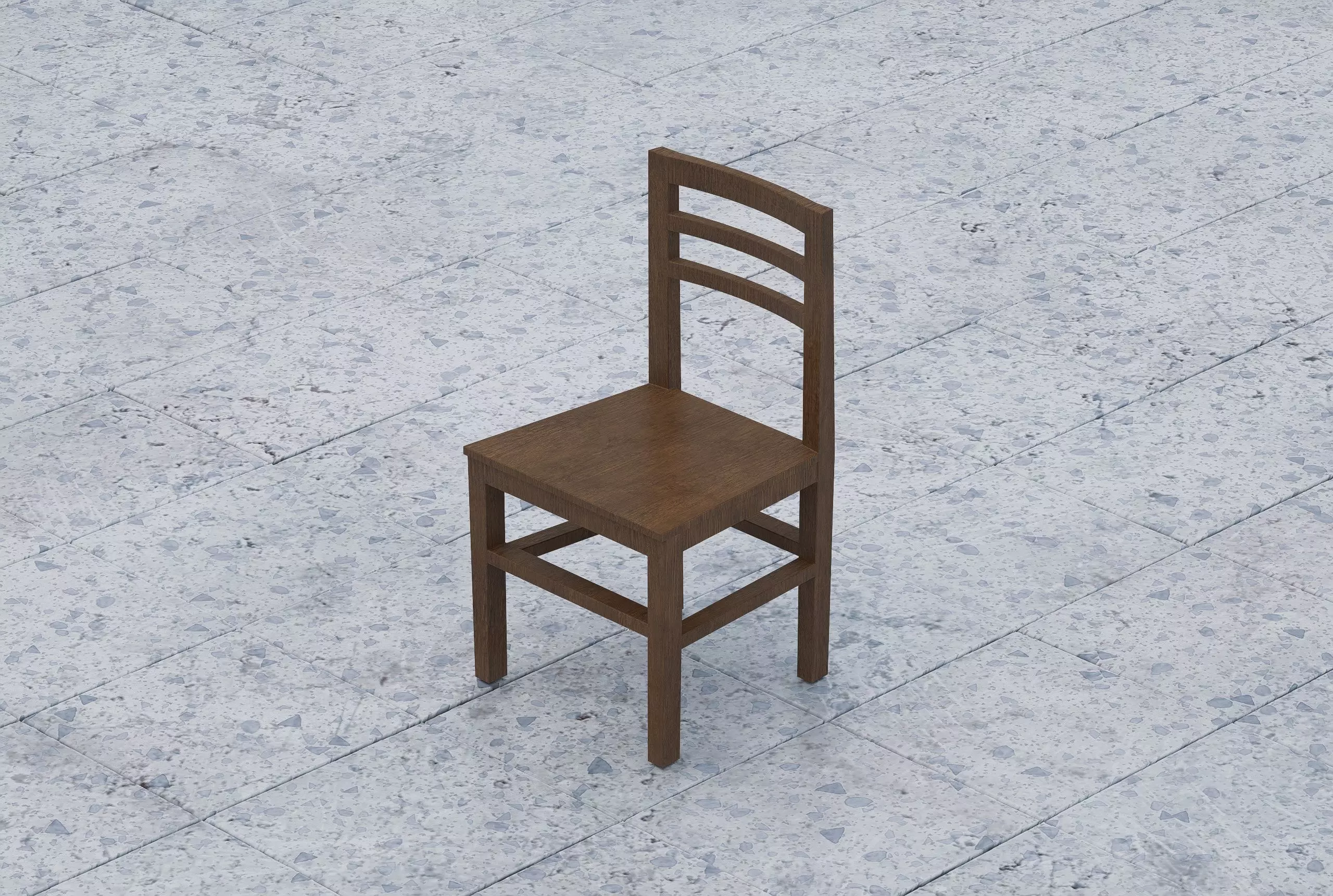 Simple Vintage Wooden Chair Free low-poly 3D model