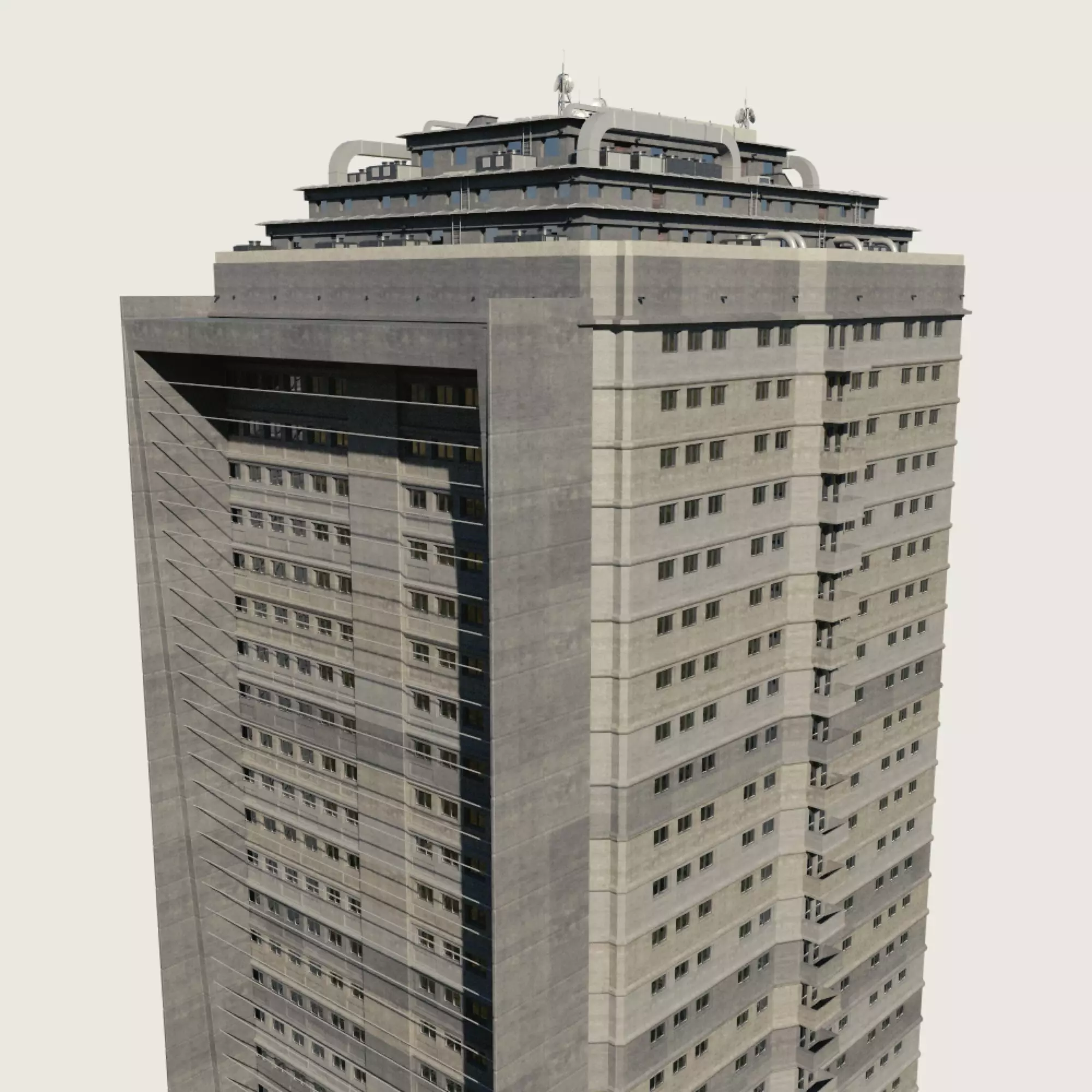 Building Skyscraper City Town Downtown Street Futuristic Utopia Low-poly 3D model_0