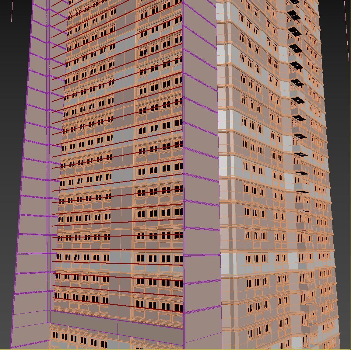 Building Skyscraper City Town Downtown Street Futuristic Utopia Low-poly 3D model_10