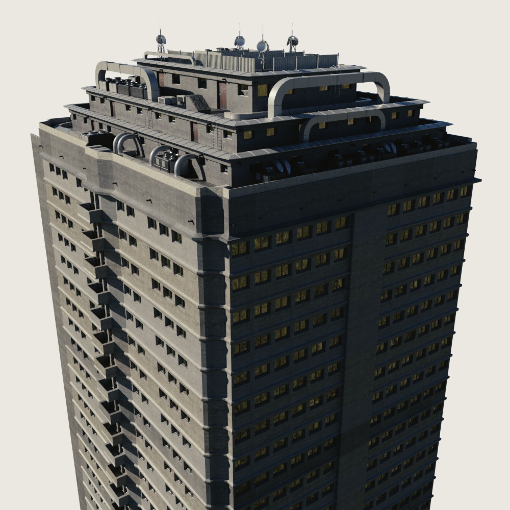 Building Skyscraper City Town Downtown Street Futuristic Utopia Low-poly 3D model_4