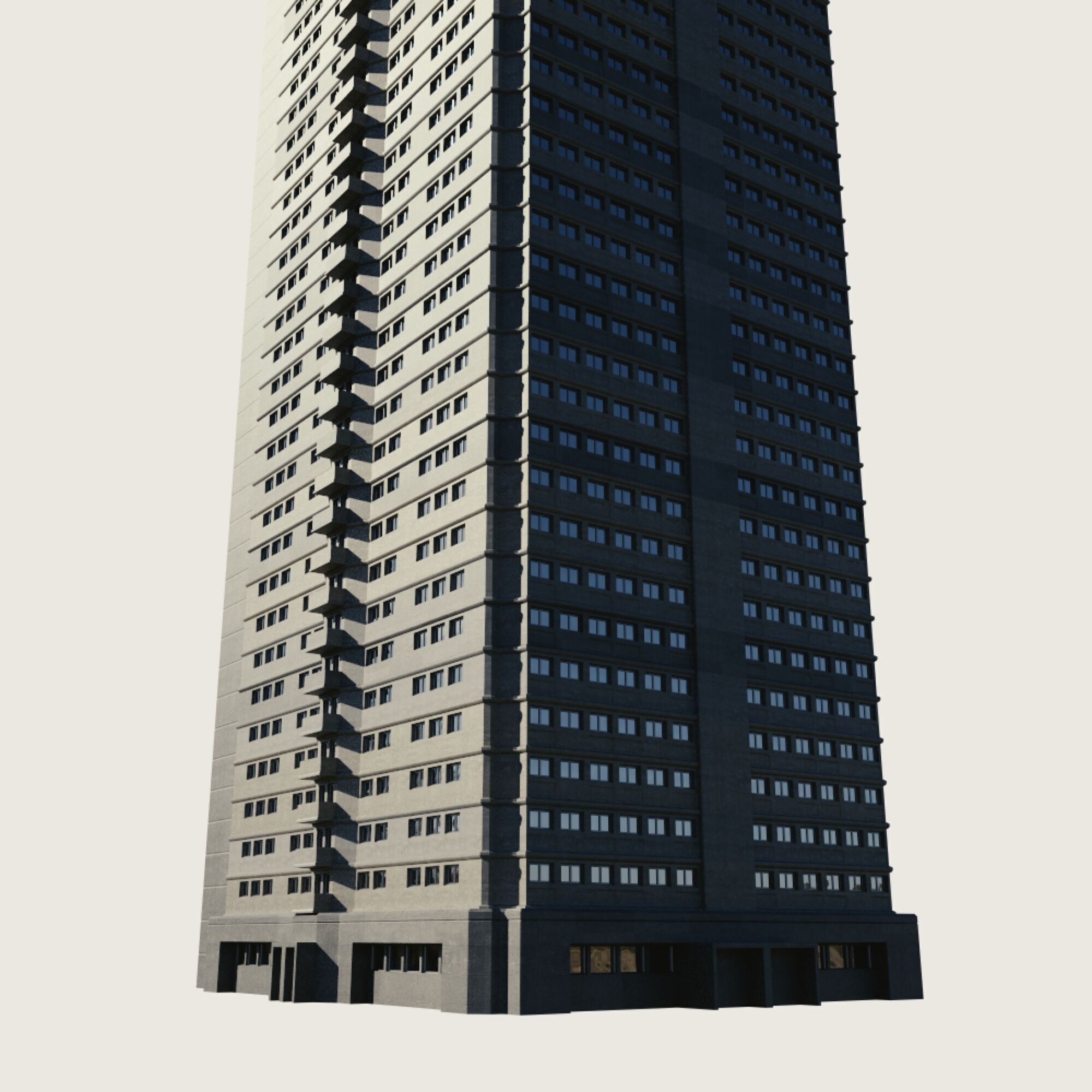 Building Skyscraper City Town Downtown Street Futuristic Utopia Low-poly 3D model_6