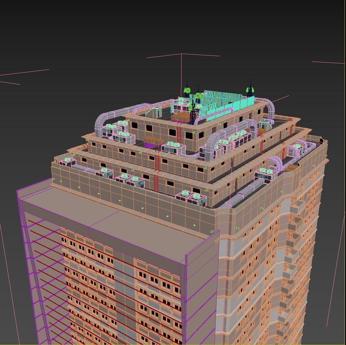 Building Skyscraper City Town Downtown Street Futuristic Utopia Low-poly 3D model_11
