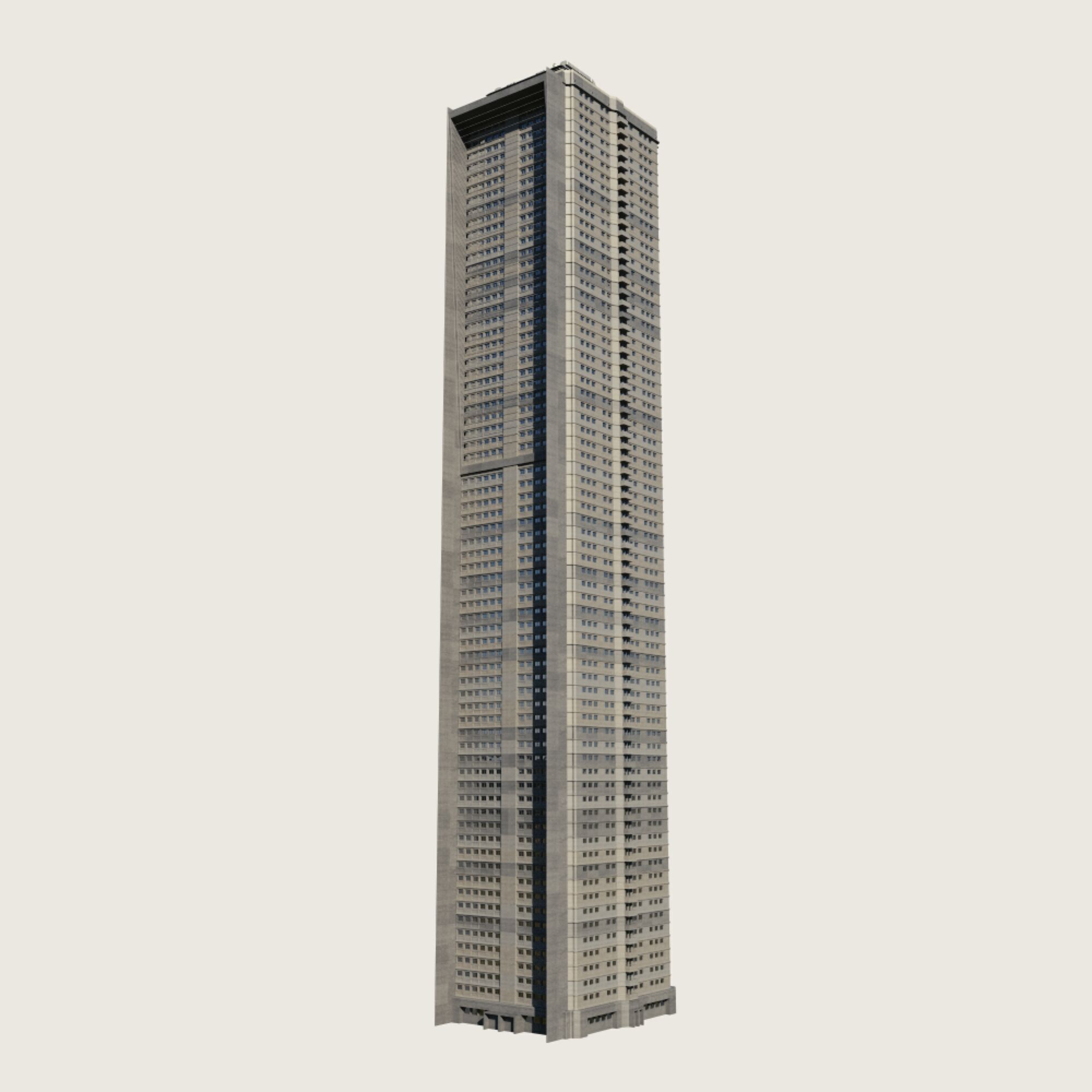 Building Skyscraper City Town Downtown Street Futuristic Utopia Low-poly 3D model_1