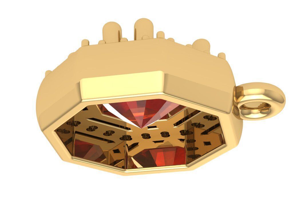 Pendant necklace with a gemstone Octagon 3D model print 3D print model_7