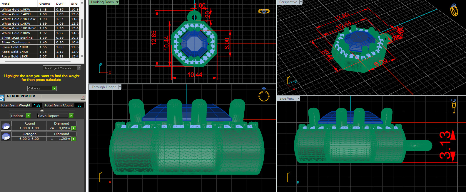 Pendant necklace with a gemstone Octagon 3D model print 3D print model_19
