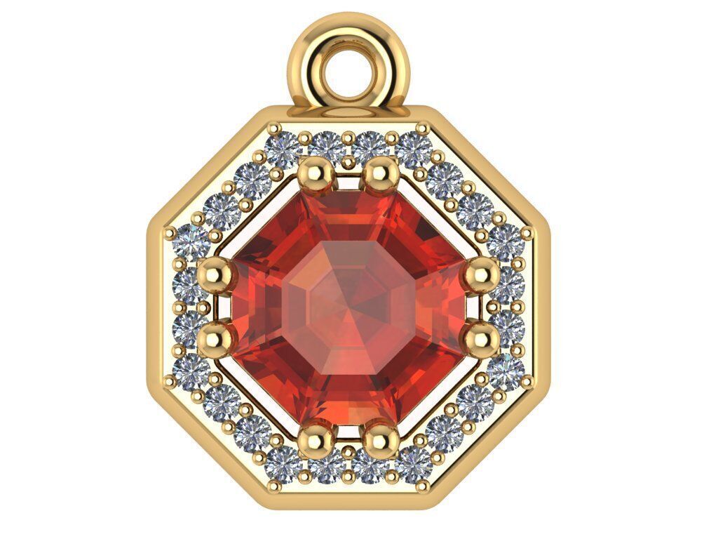 Pendant necklace with a gemstone Octagon 3D model print 3D print model_3
