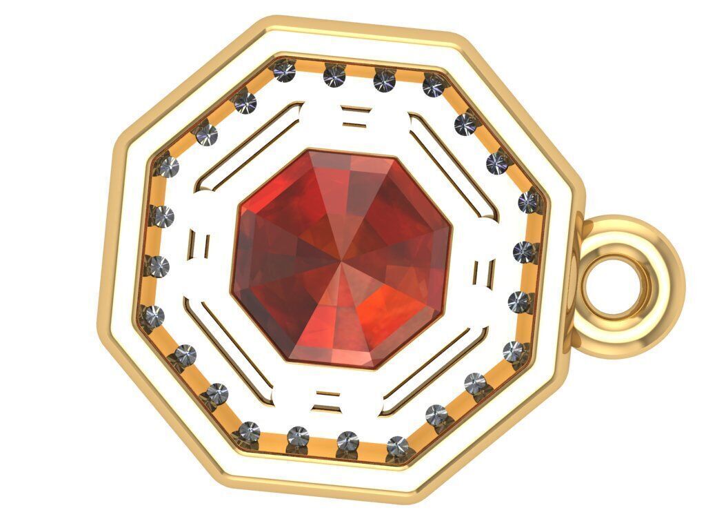 Pendant necklace with a gemstone Octagon 3D model print 3D print model_6