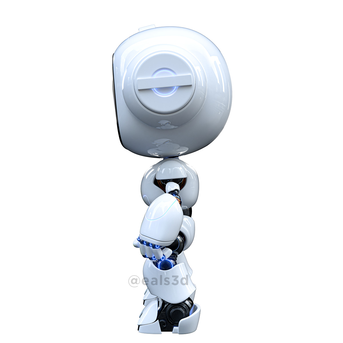 Cute Space Robot Rigged H-62 3D model_14