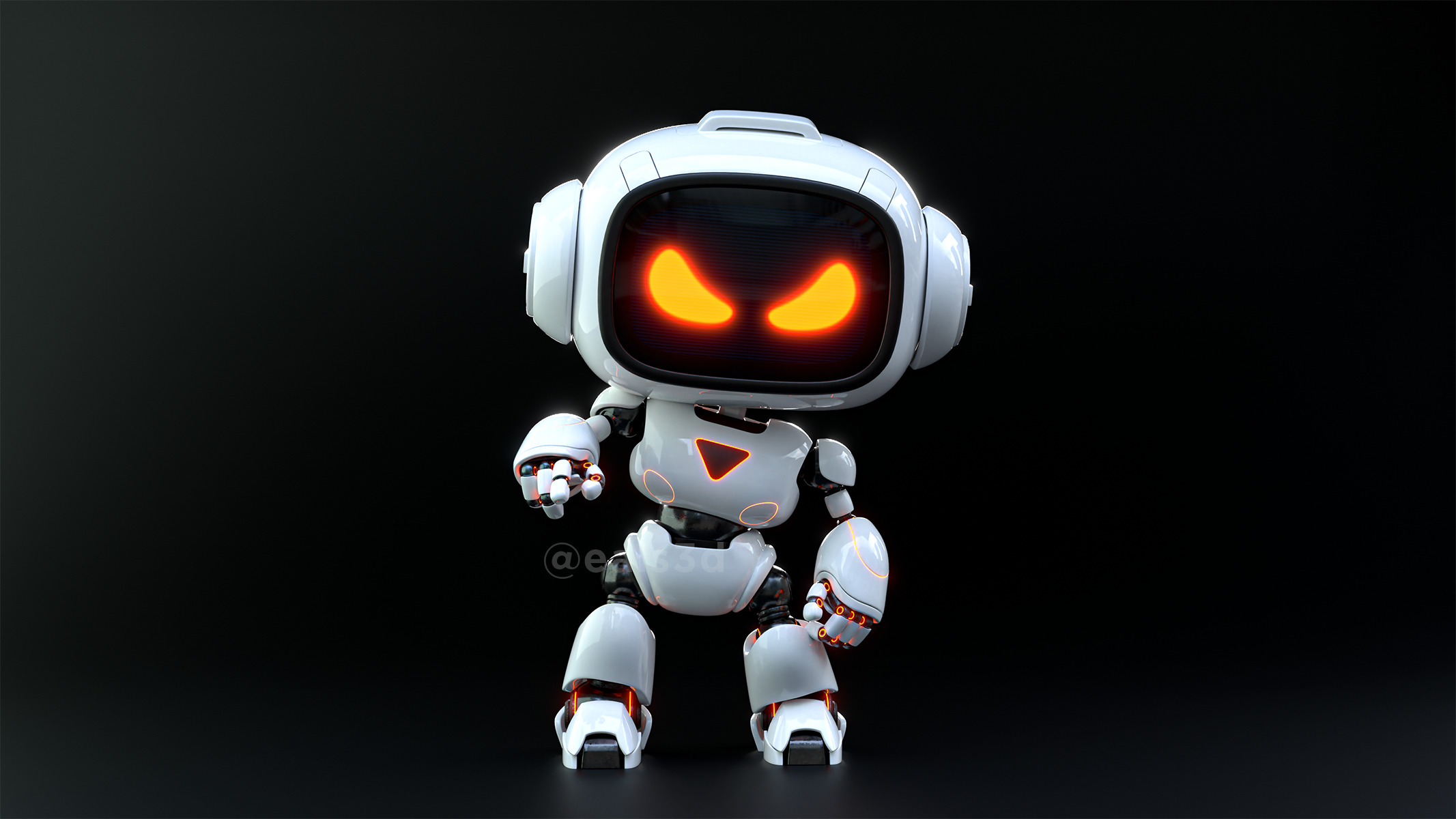Cute Space Robot Rigged H-62 3D model_5