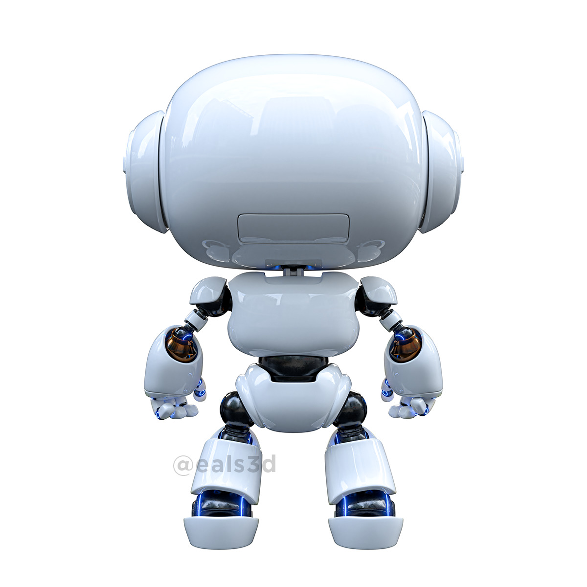 Cute Space Robot Rigged H-62 3D model_15