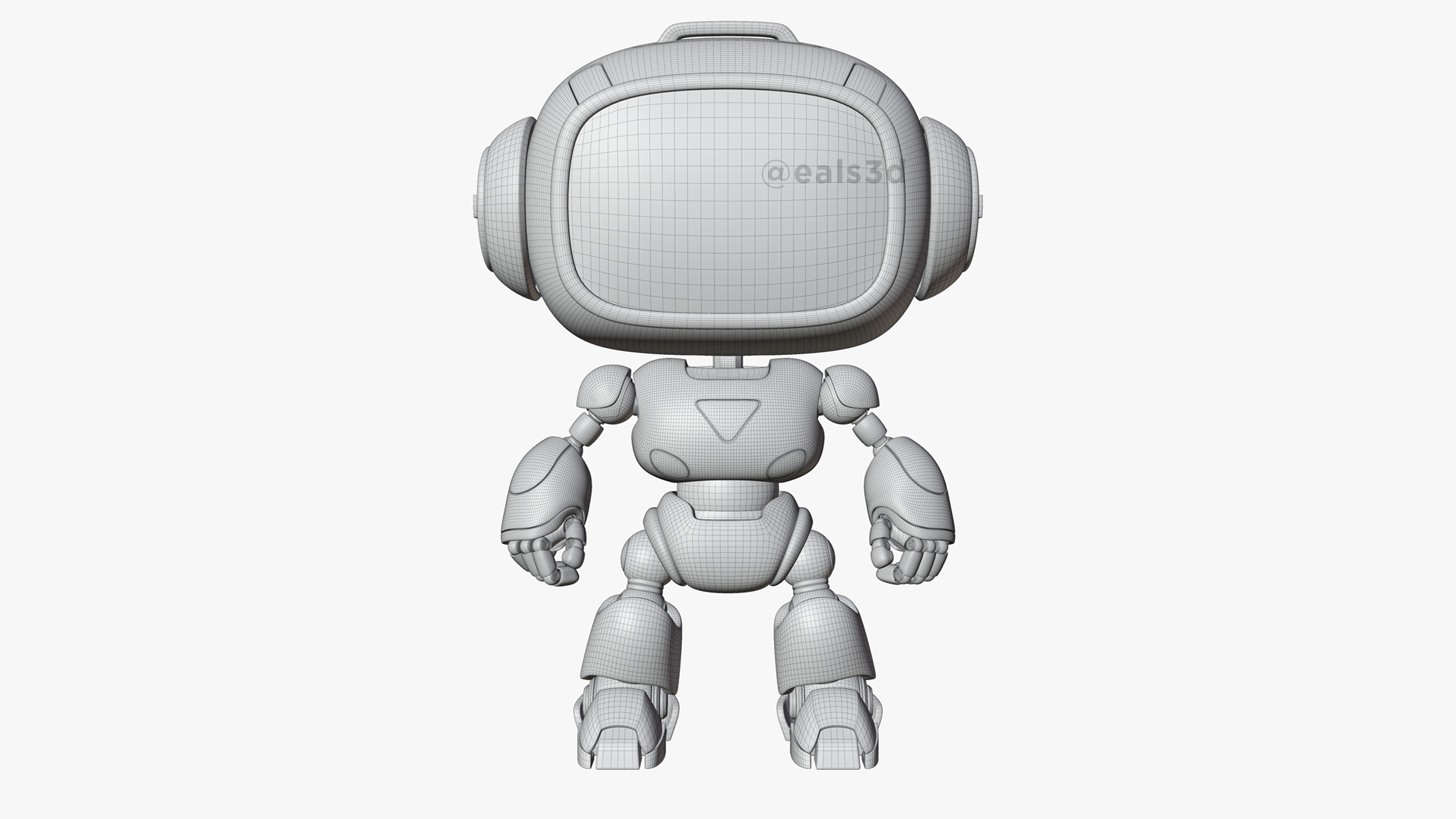 Cute Space Robot Rigged H-62 3D model_17