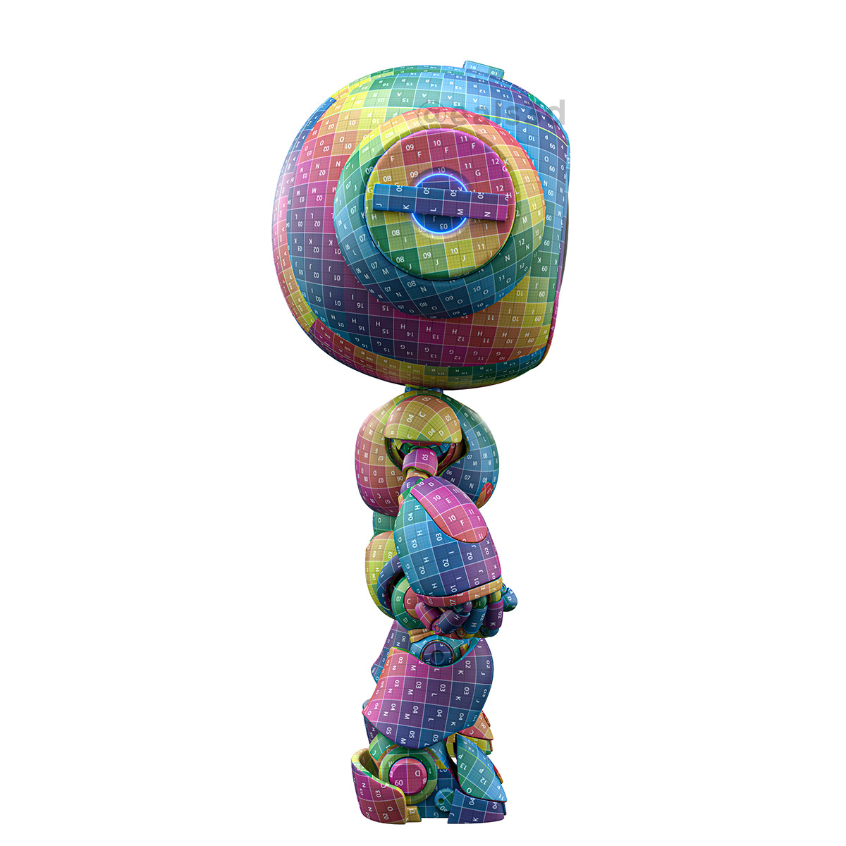 Cute Space Robot Rigged H-62 3D model_10