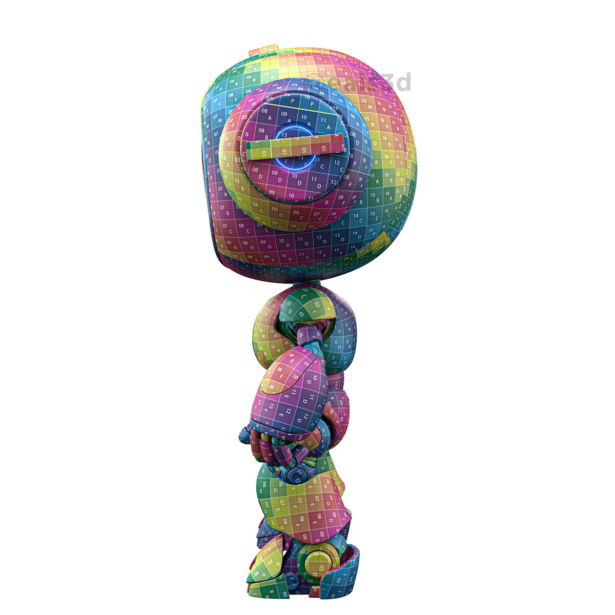 Cute Space Robot Rigged H-62 3D model_8