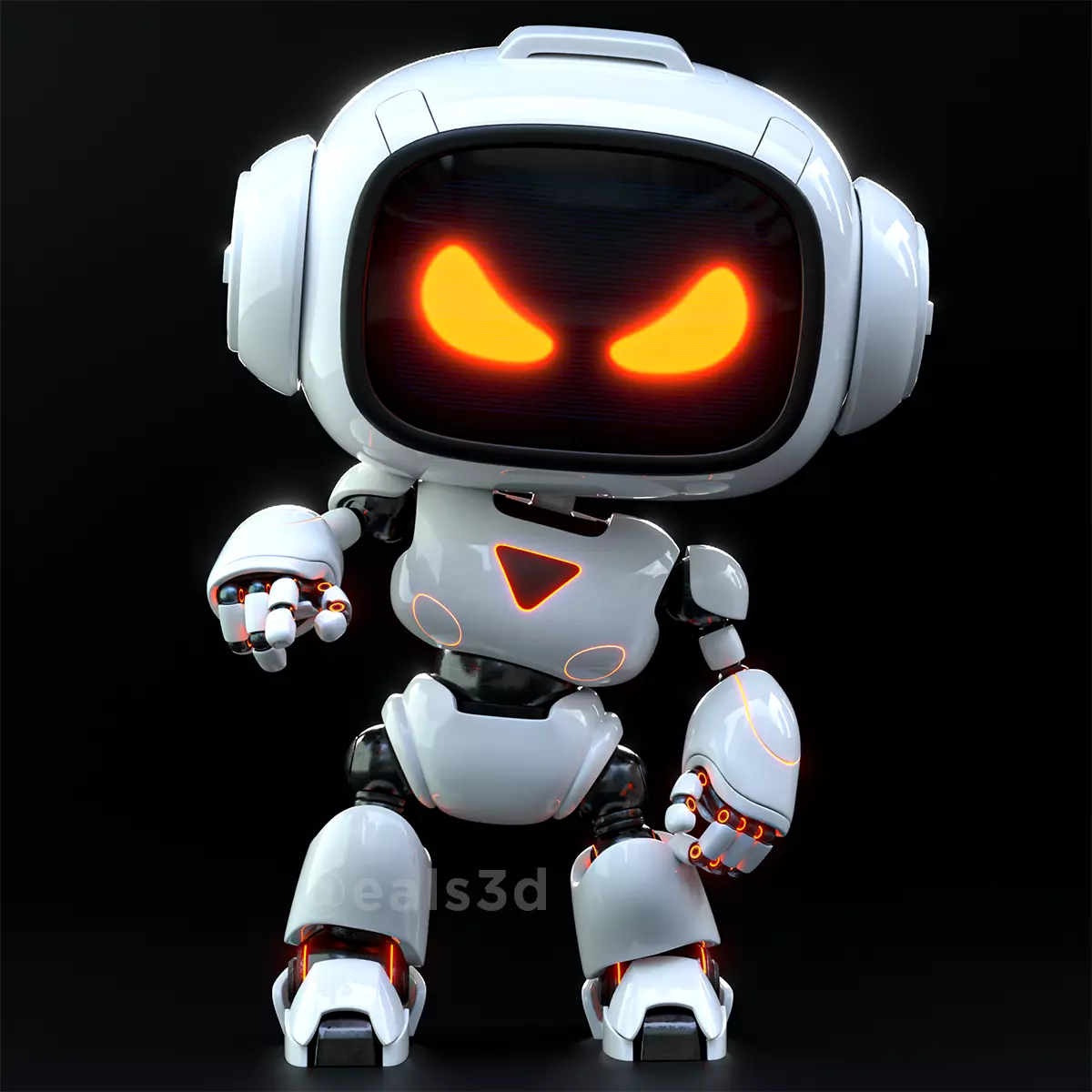 Cute Space Robot Rigged H-62 3D model_0