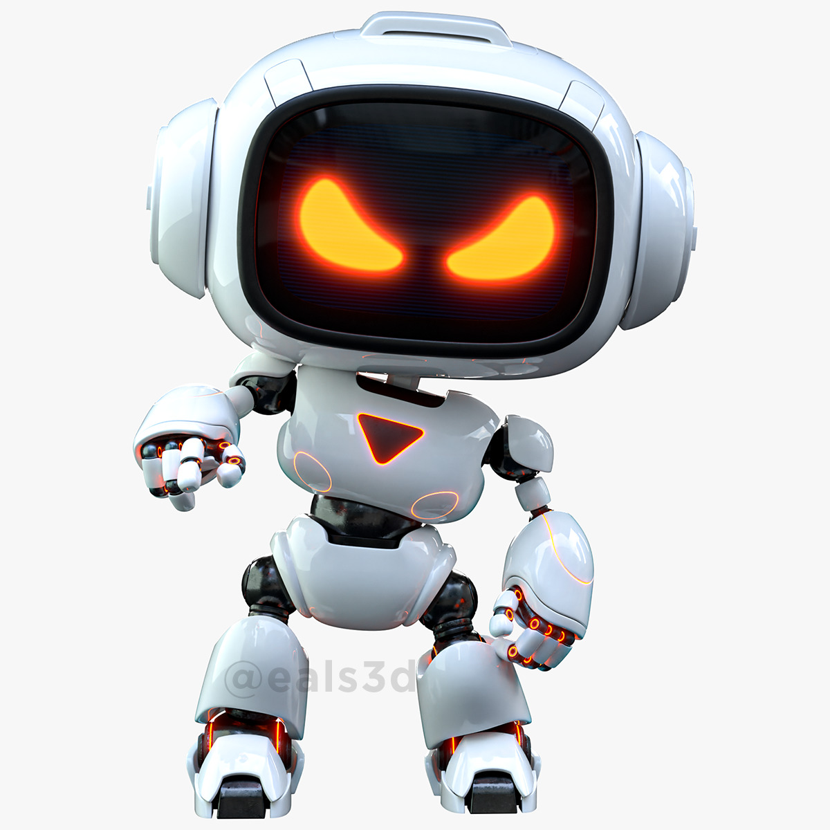 Cute Space Robot Rigged H-62 3D model_22