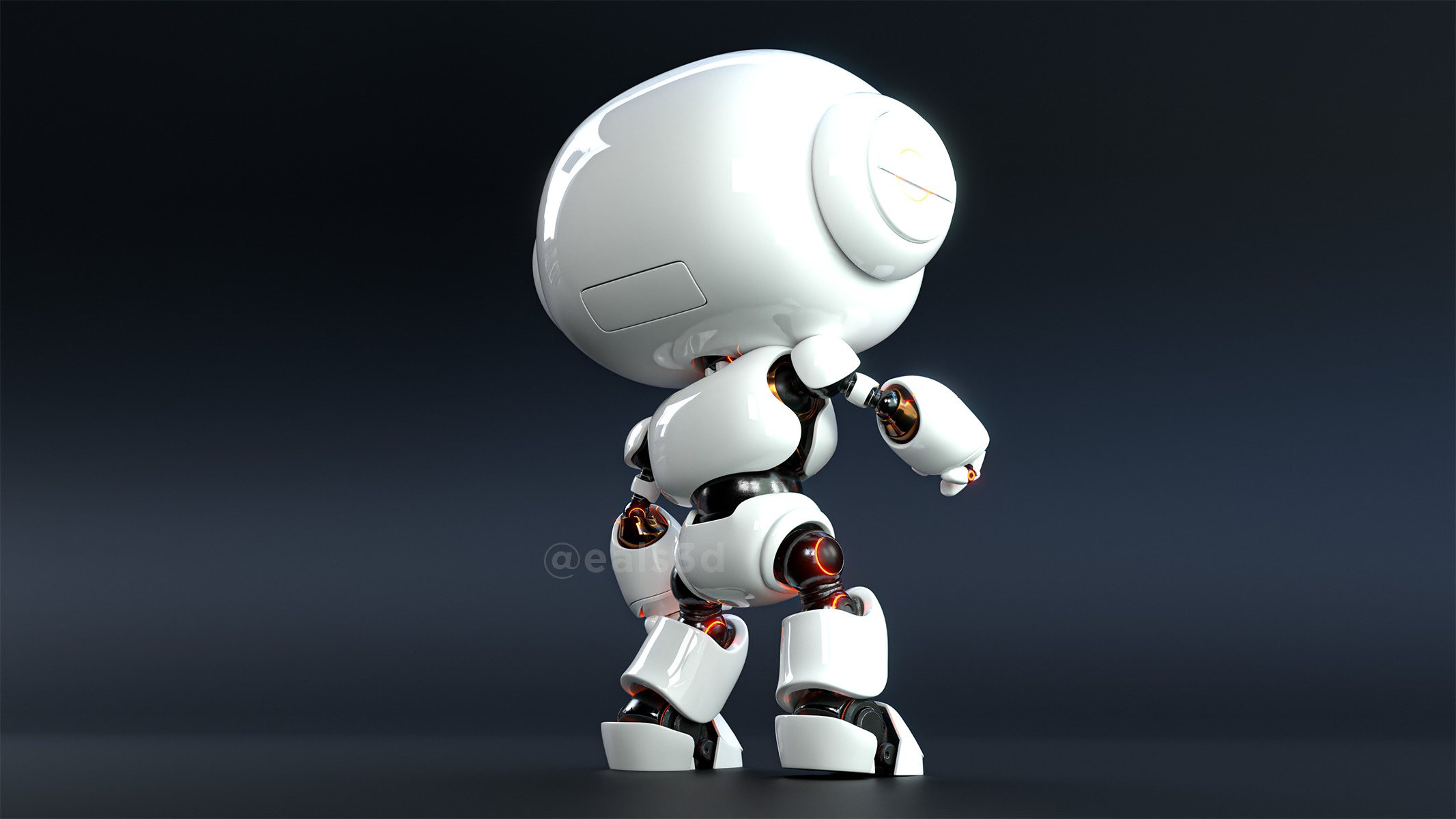 Cute Space Robot Rigged H-62 3D model_6