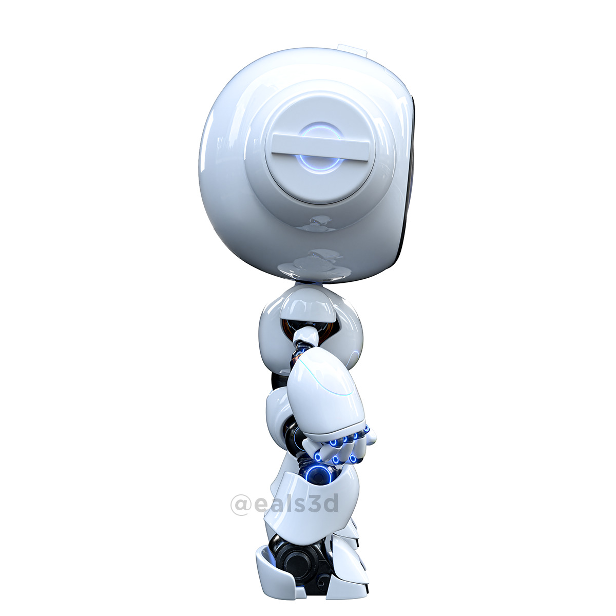 Cute Space Robot Rigged H-62 3D model_16