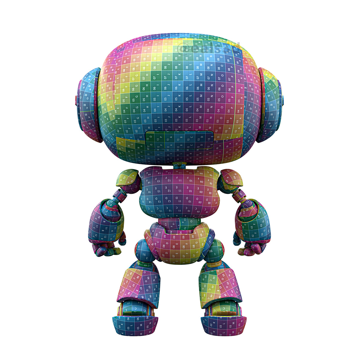 Cute Space Robot Rigged H-62 3D model_9