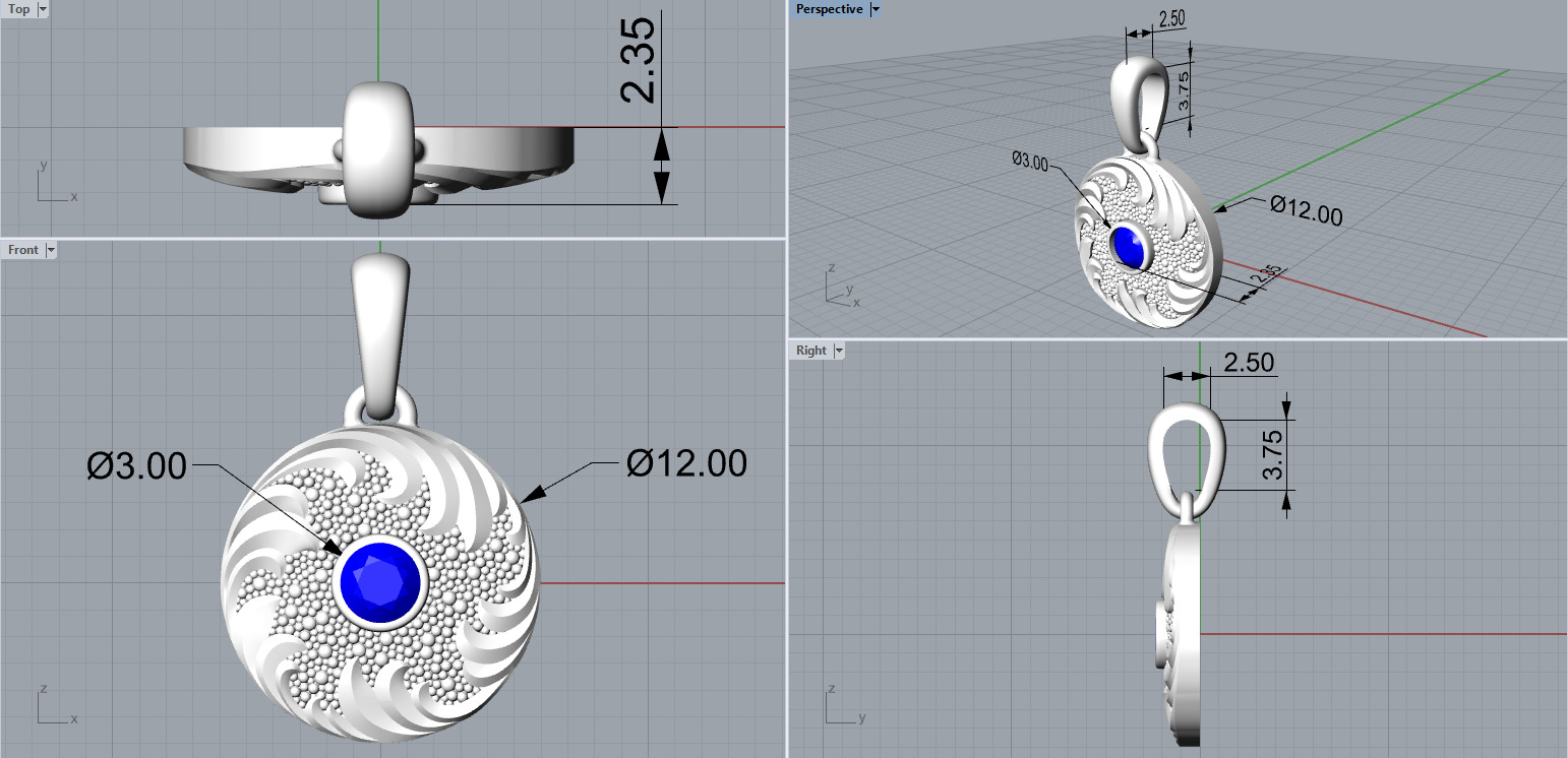 Diamond golden ratio Jewelry pendant P34 3D print model_2