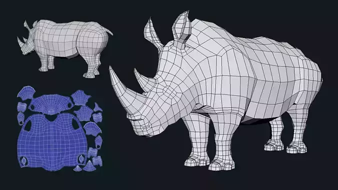 Rhino Low Poly Base Mesh