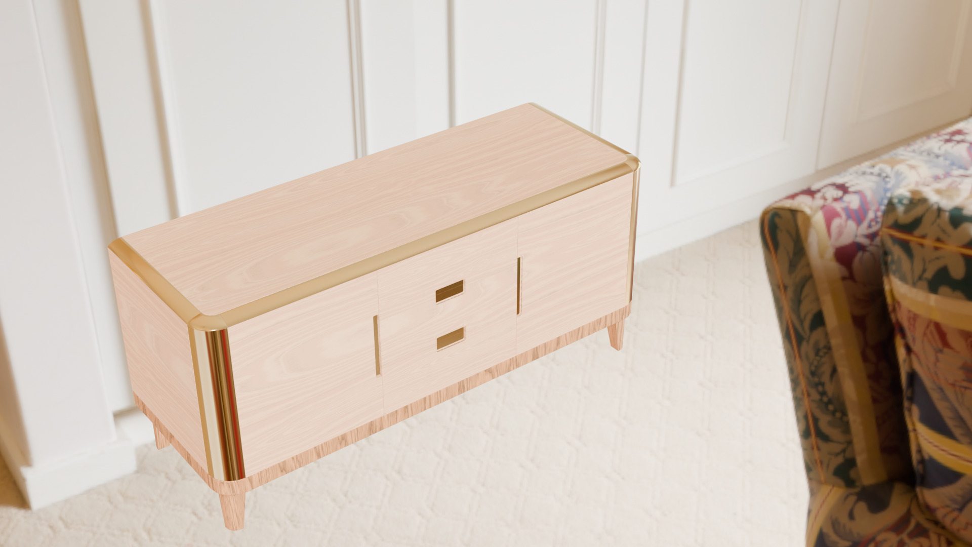 Modern Wooden Sideboard High-Quality 3D Model Low-poly 3D model_6