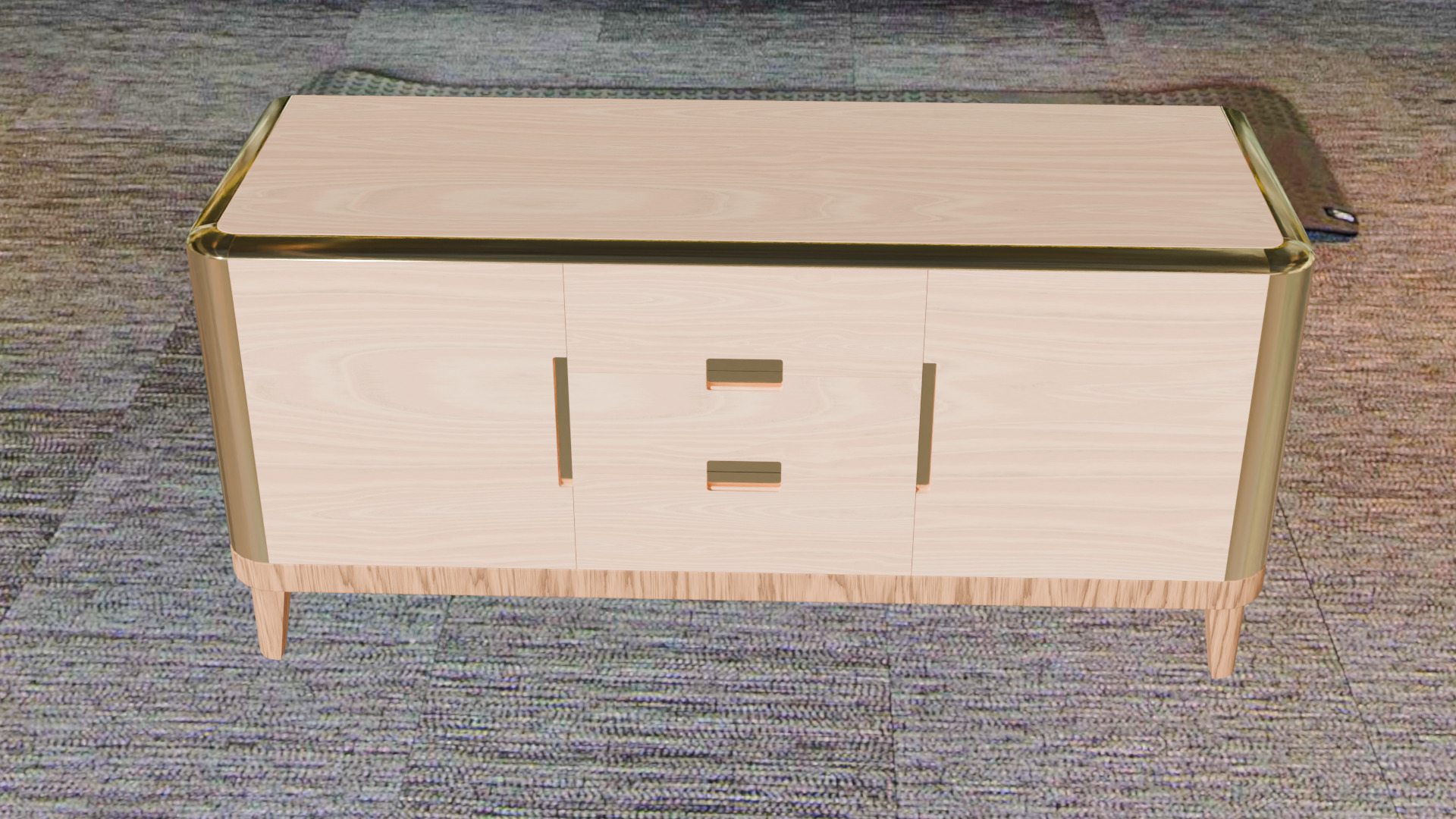 Modern Wooden Sideboard High-Quality 3D Model Low-poly 3D model_4