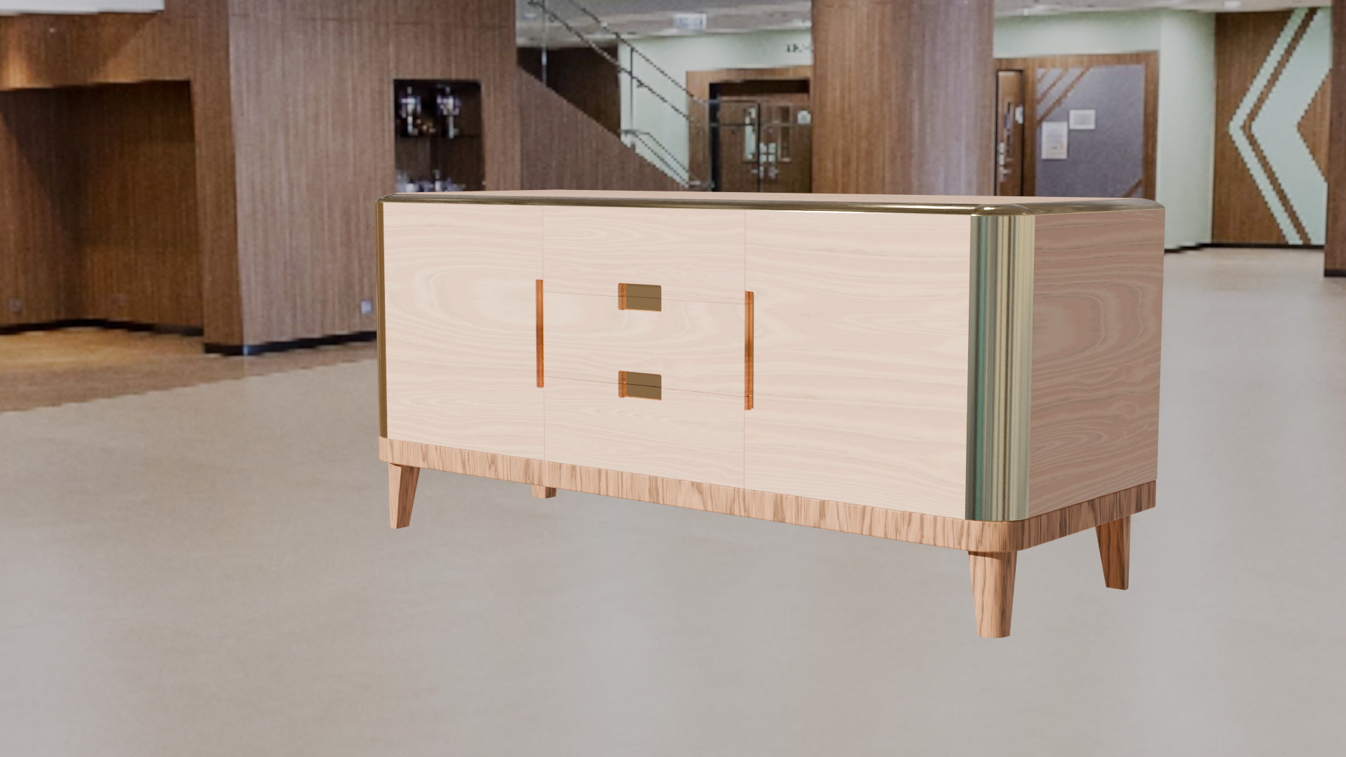 Modern Wooden Sideboard High-Quality 3D Model Low-poly 3D model_5