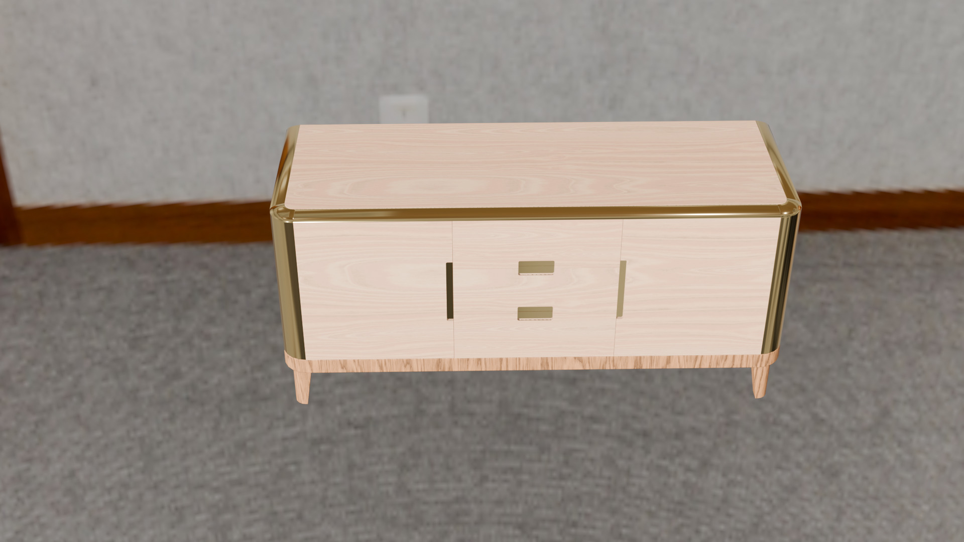 Modern Wooden Sideboard High-Quality 3D Model Low-poly 3D model_8