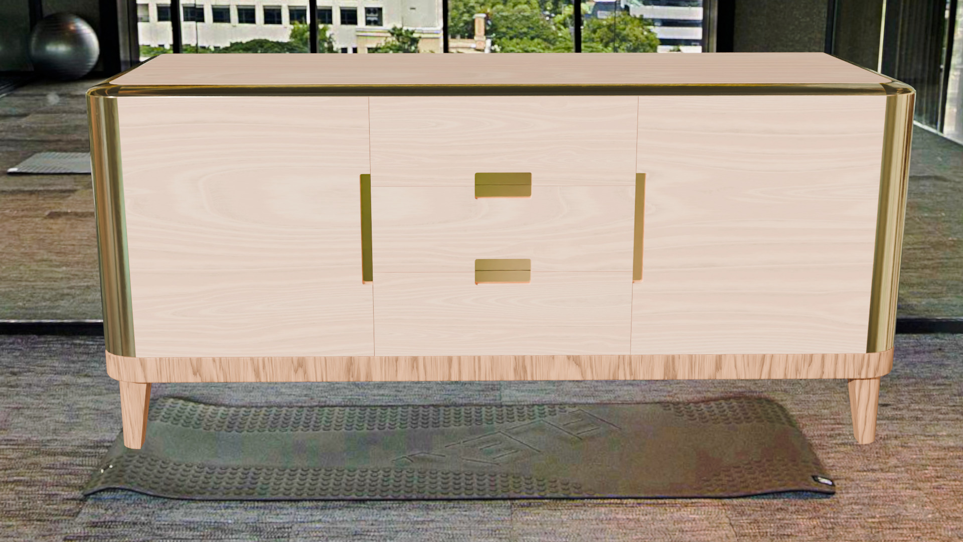 Modern Wooden Sideboard High-Quality 3D Model Low-poly 3D model_2