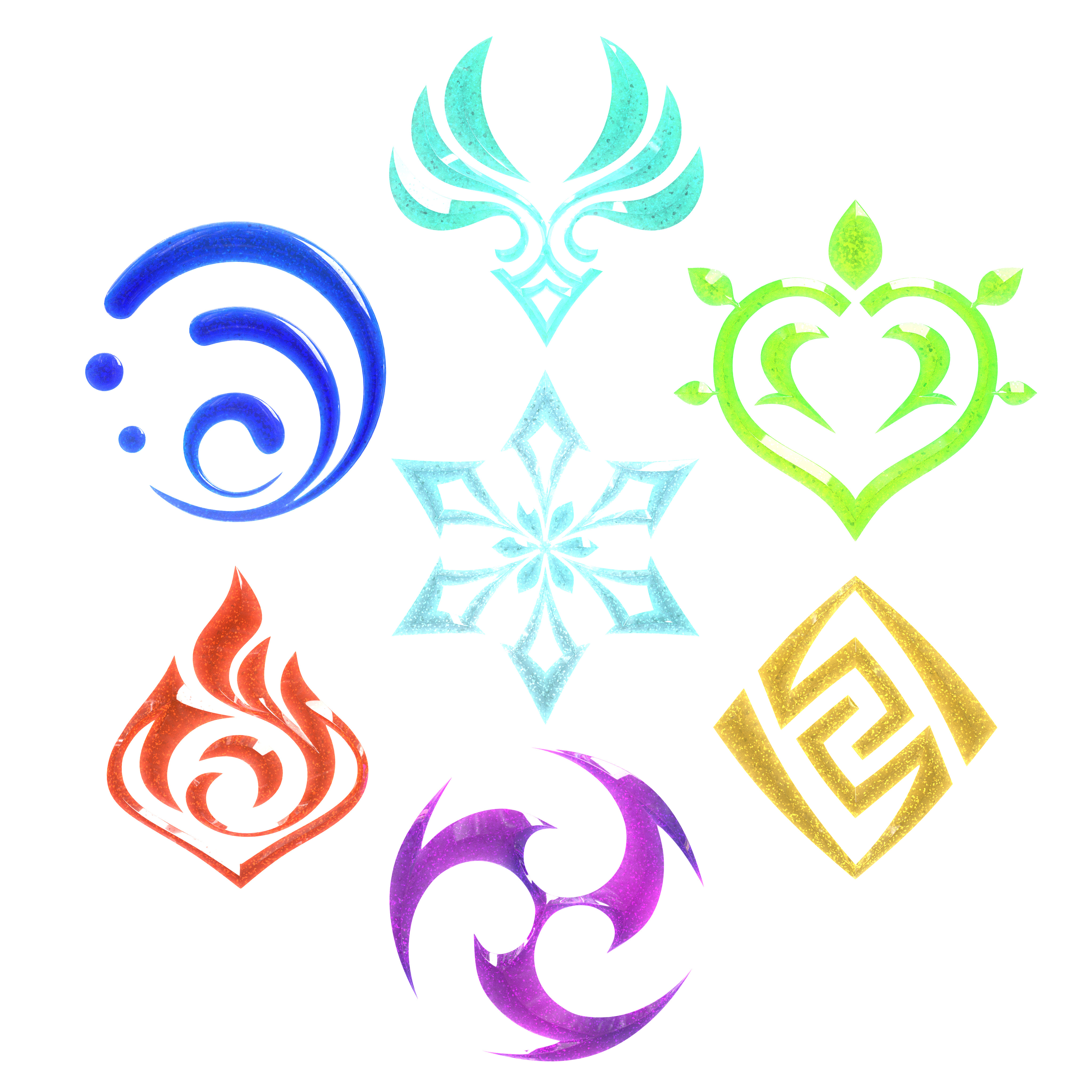 genshin impact element emblems 3D print model_1
