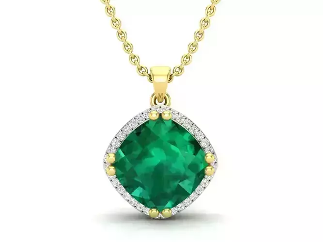 AV 605 Cushion and Round Diamond Ladies Halo Pendant
