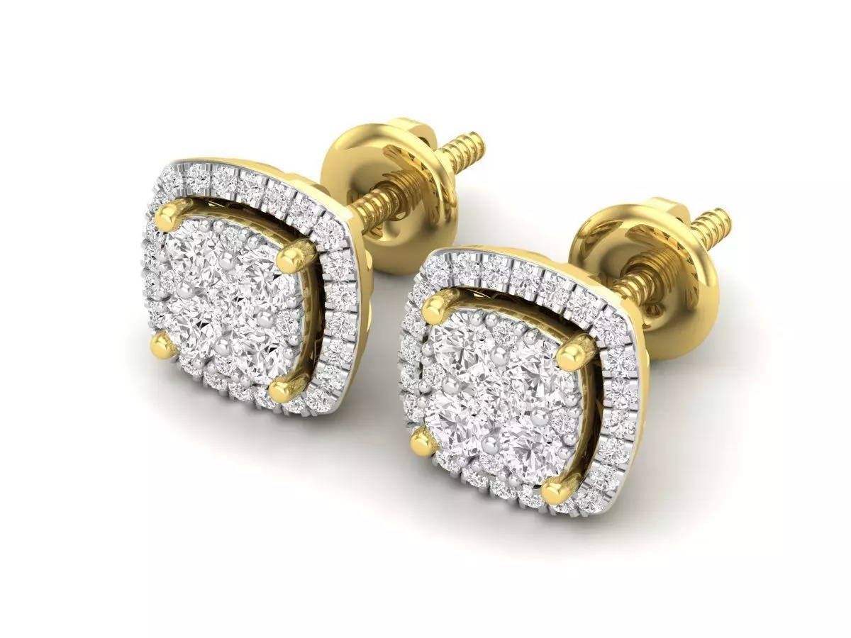 AV 606 Diamond Ladies Cluster Style Stud Earrings 3D print model