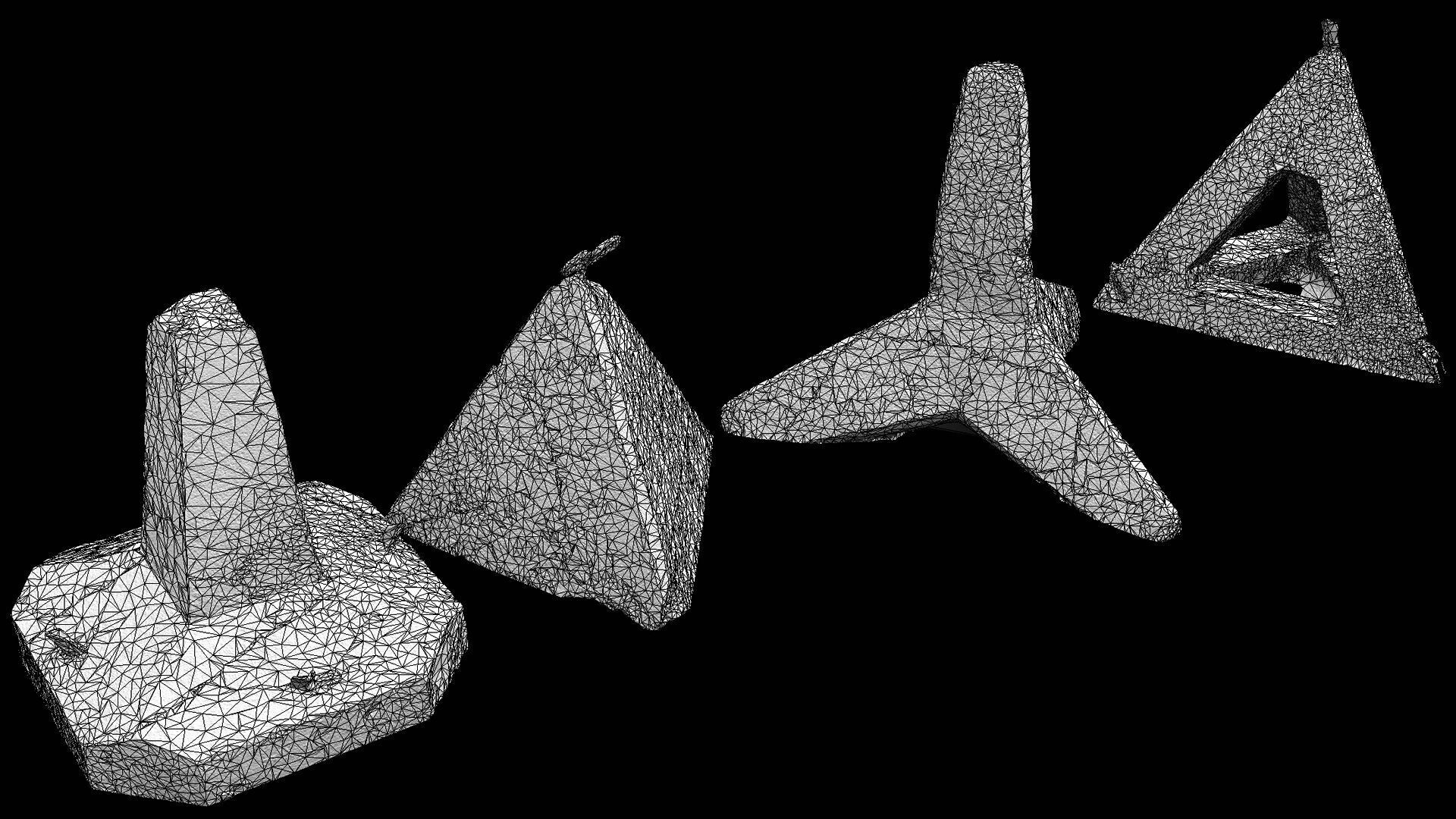 concrete tank barriers pack photogrammetry Low-poly 3D model_7