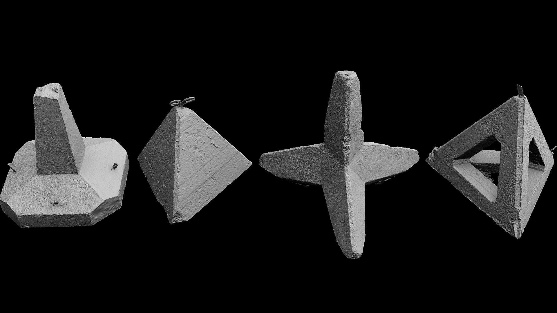 concrete tank barriers pack photogrammetry Low-poly 3D model_6