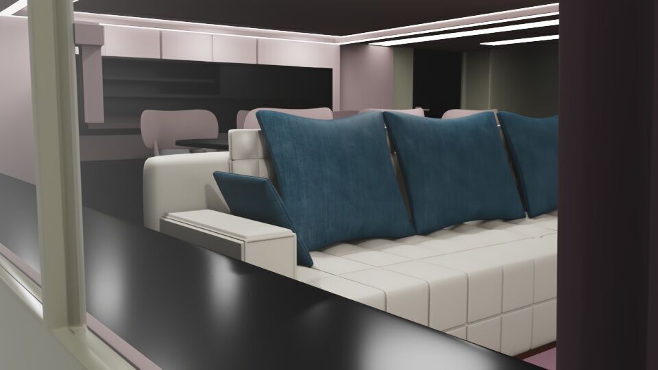 a living room with open dining 3D model_2