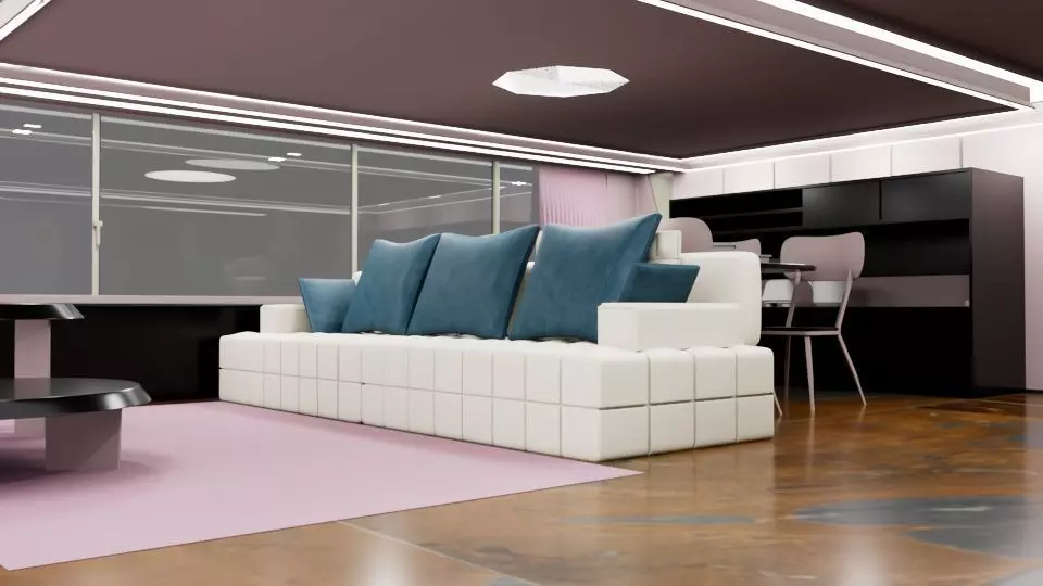 a living room with open dining 3D model_0