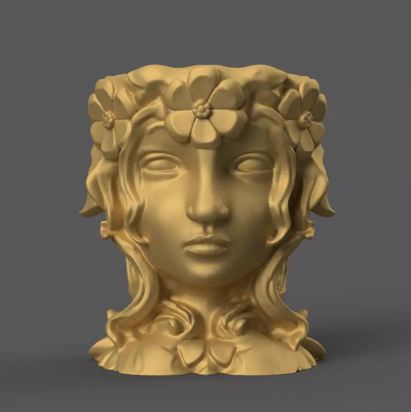 Flower Crown Woman Planter 3D STL File for Decoration 3D print model_0